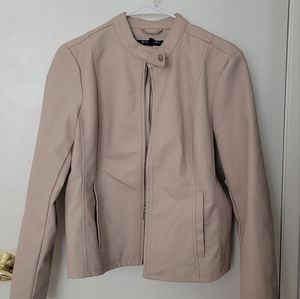 New Without Tags BACCINI Pink Faux Leather Zip-up Jacket Size M